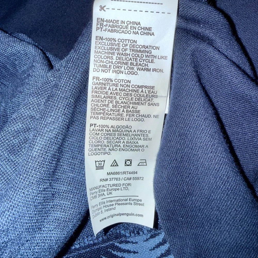 Original Penguin Palm Print Polo Shirt Men’s Large - NWT Dark Sapphire Blue - Picture 10 of 10